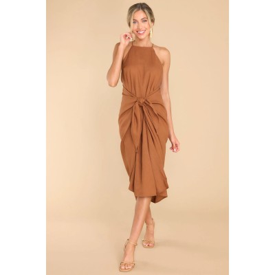 Going There Brown Midi Dress