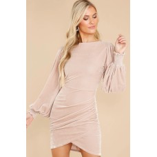Sweet And Spicy Taupe Velvet Dress
