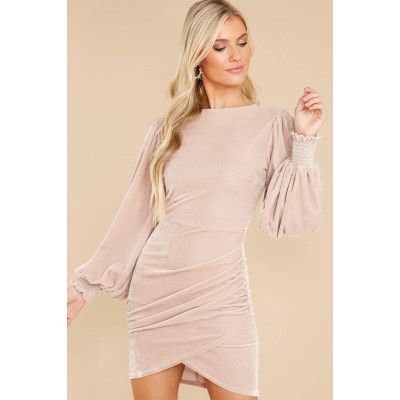 Sweet And Spicy Taupe Velvet Dress