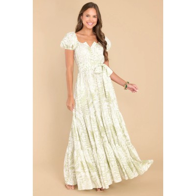 To New Hellos Green Print Maxi Dress