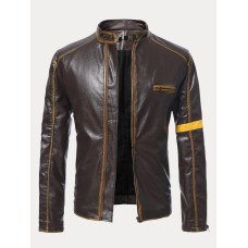 Stand Collar Punk Leather Jacket