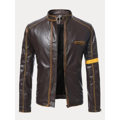 Stand Collar Punk Leather Jacket