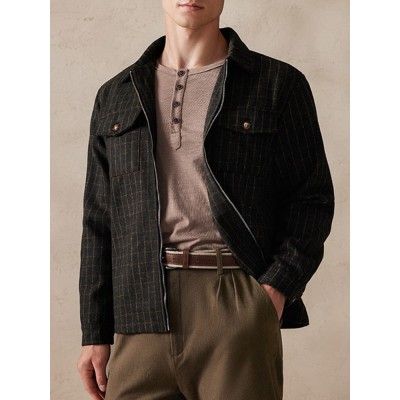 Plaid Wool-Blend Jacket