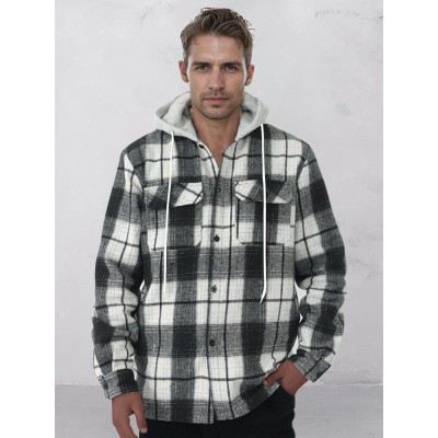Comfy Flannel Hooded Plaid Jacket