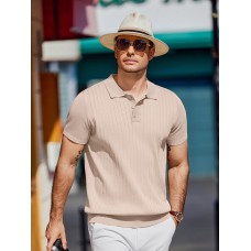 Casual Ribbed Knitted Polo Shirt