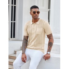 Casual Textured Knit Polo Shirt