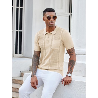 Casual Textured Knit Polo Shirt