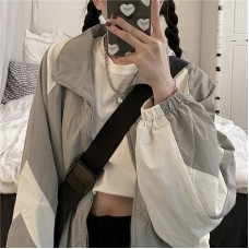 Vintage Women's Windbreaker Jackets Harajuku Oversized Streetwear Trench Coats Couple Clothes Korean Fashion Top Sun-proof